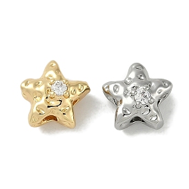 Brass Micro Pave Cubic Zirconia Beads, Star