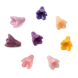 Cuentas talladas de coral sintético teñido, flor