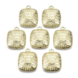 Aluminium Anhänger & Charms, Cadmiumfrei und Nickel frei und Bleifrei, Quadrat mit Buchstaben