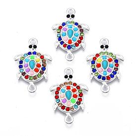 Alloy Links, with Colorful Resin and Rhinestone, Sea Turtle