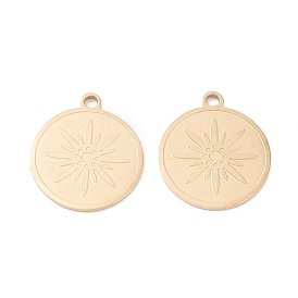 Ion Plating(IP) 316 Surgical Stainless Steel Pendants, Flat Round
