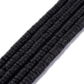 Brins de perles de pierre de lave naturelle, perles heishi, Plat rond / disque