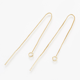 Brass Stud Earring Findings, with Loop, Real 18K Gold Plated, Ear Threads