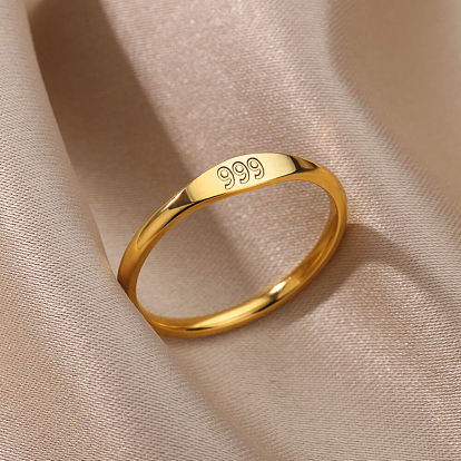 Stainless Steel Ring with Simple Number Design - Angel Digital Ring