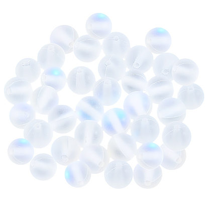 120 нити из синтетических бусин из лунного камня, матовые, круглые