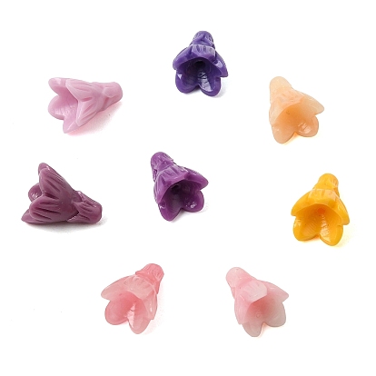 Cuentas talladas de coral sintético teñido, flor