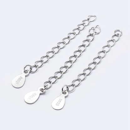925 extrémité en argent sterling avec chaînes d'extension et breloques en forme de larme, avec cachet s