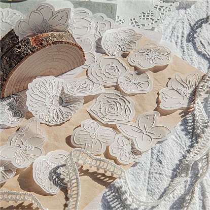 30Pcs 6 Styles Flower Translucent Parchment Scrapbook Paper Pads, for DIY Album Scrapbook, Background Paper, Diary Decoration