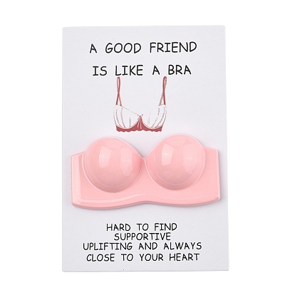 Прямоугольная бумажная поздравительная открытка для друзей, с украшением в форме бюстгальтера из смолы