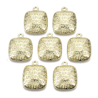 Aluminium Anhänger & Charms, Cadmiumfrei und Nickel frei und Bleifrei, Quadrat mit Buchstaben