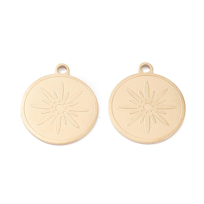 Ion Plating(IP) 316 Surgical Stainless Steel Pendants, Flat Round