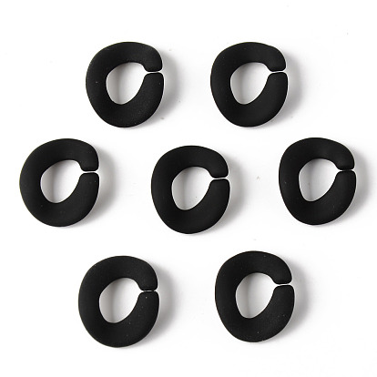 Rubberized Style Acrylic Linking Rings, Quick Link Connectors, For Curb Chains Making, Oval