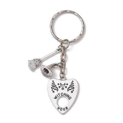 Halloween Alloy Keychains, with Iron Split Key Rings, Heart