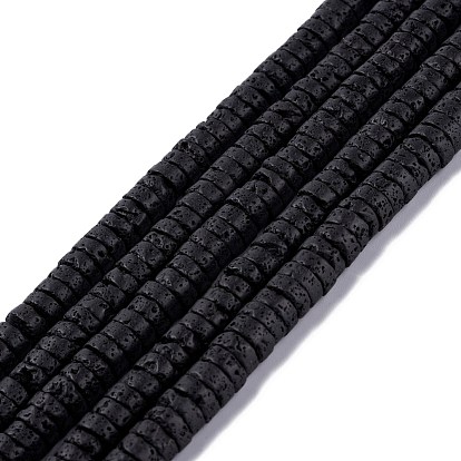 Brins de perles de pierre de lave naturelle, perles heishi, Plat rond / disque