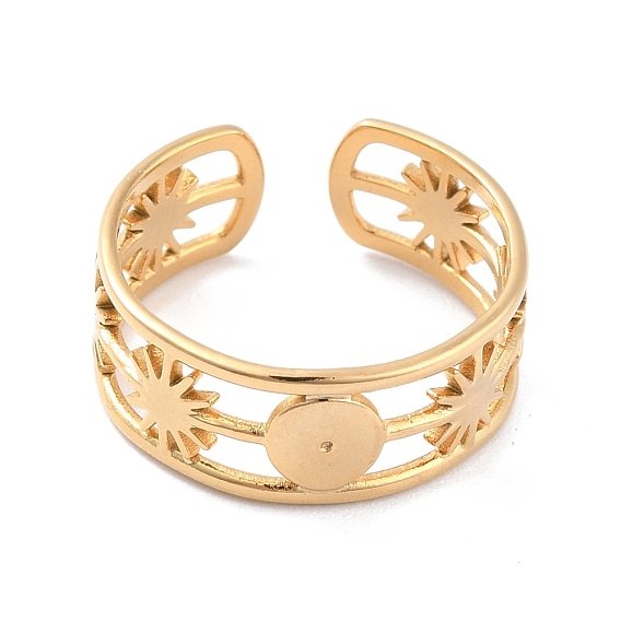 Ion Plating(IP) 304 Stainless Steel Sun Open Cuff Ring for Women