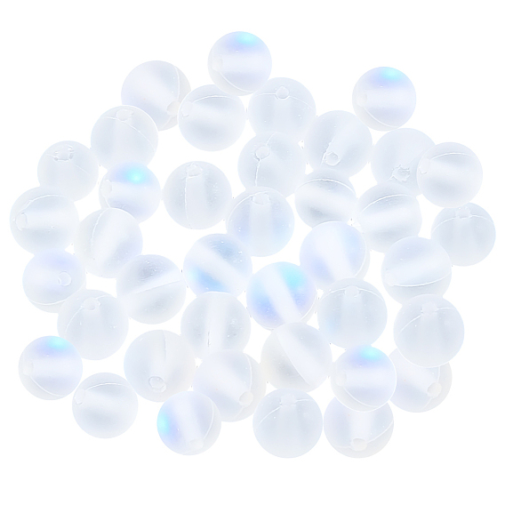 120 нити из синтетических бусин из лунного камня, матовые, круглые