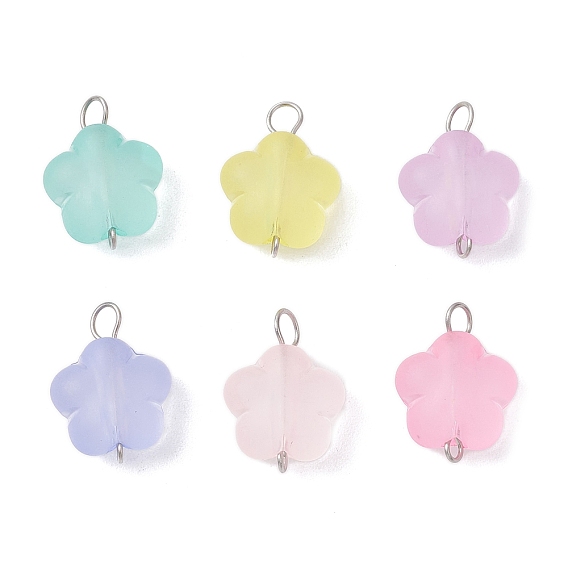 Прозрачные матовые акриловые цветочные звенья-соединители подвески, с 304 двойными петлями из нержавеющей стали, цвет нержавеющей стали