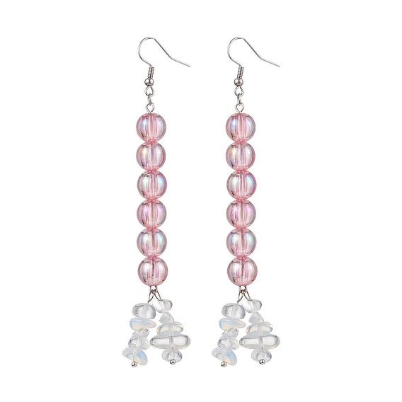 Серьга с опаловой подвеской, с 316 хирургическим крючком из нержавеющей стали и акриловыми бусинами, круглые