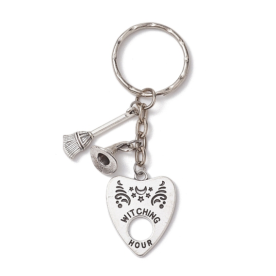 Halloween Alloy Keychains, with Iron Split Key Rings, Heart