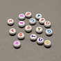 Opaque Acrylic Horizontal Hole Letter Beads, Flat Round with Letter, 7x4mm, Hole: 1.3mm, about 3600pcs/500g