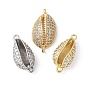 Латунные микро-паве прозрачные кубические цирконии в форме ракушек звенья соединительные подвески, стойки покрытие, долговечный, без свинца и без кадмия