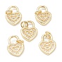 Brass Clear Cubic Zirconia Charms, Long-Lasting Plated, with Jump Ring, Heart