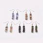 Brass Tassel Dangle Earrings, with Gemstone Beads, Platinum