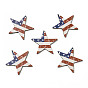 American Flag Theme Single Face Printed Aspen Wood Pendants, Star Charm