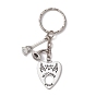 Halloween Alloy Keychains, with Iron Split Key Rings, Heart