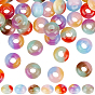 70Pcs 7 Colors Triple Color Resin European Beads, Large Hole Beads, Imitation Cat Eye, Rondelle