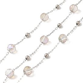 Chaînes de perles de rondelle de verre, avec 304 chaînes satellites en acier inoxydable, soudé, avec bobine