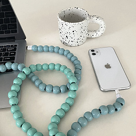 Blogger Creative Macaron Color Bead Data Cable Fashion Personality Charging Cable Decorative Bead Material
