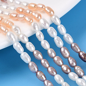 Three Color Natural Cultured Freshwater Pearl Beads Strands, Rice