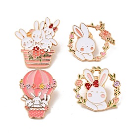 Rabbit Theme Enamel Brooch, Light Gold Alloy Badge for 2023 Year Chinese Style Gift