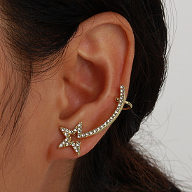 925 Silver Asymmetric Star Pearl Earrings - Fashionable and Unique Women's Ear Accessories.