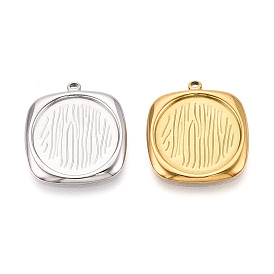 304 Настройки кабошон из нержавеющей стали кулон, ионное покрытие (ip), квадратный