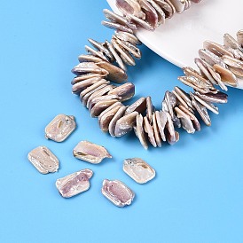 Натуральный жемчуг в стиле барокко кеши, зарождающаяся жемчужина, прямоугольные, Топ пробуренной