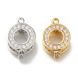 Brass Twister Clasps, Micro Pave Clear Cubic Zirconia, Ring