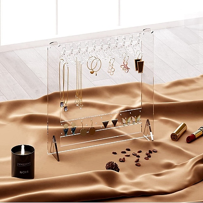 Présentoir d'organisateur en acrylique transparent à plusieurs niveaux, porte-bijoux porte-manteau pour boucle d'oreille, stockage de collier