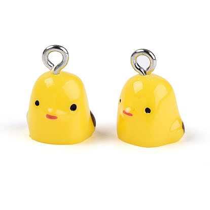 Opaque Resin Chick Charms with Platinum Plated Iron Loops
