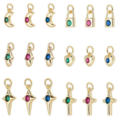 36 шт 18 стиль латунные микропаве подвески из фианита, с целью перехода в кольце, долговечный