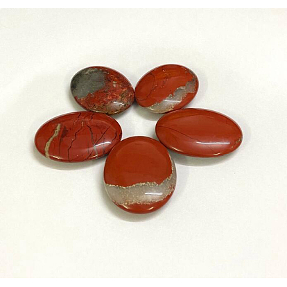 Natural Red Jasper Oval Palm Stone, Reiki Healing Pocket Stone for Anxiety Stress Relief Therapy