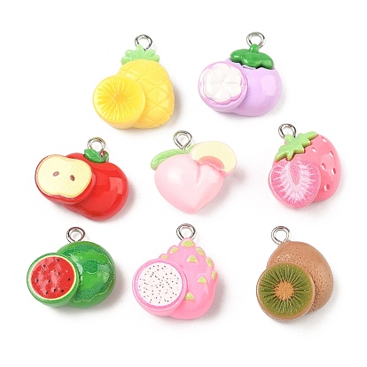 Подвески из непрозрачной смолы с фруктовой тематикой, разнообразные, с платиновым глазом