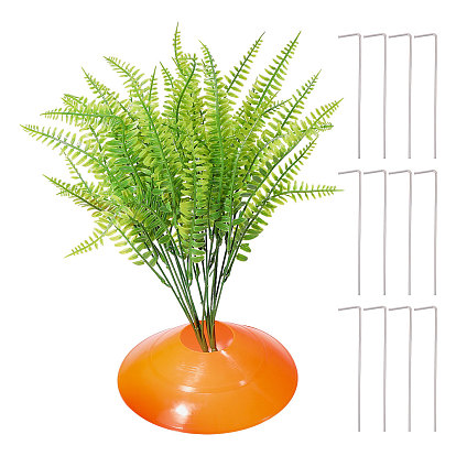 Home Garden Decorations, including Plastic Simulation Green Plant, Galvanized Wire Ground Nail and Plasric Plates