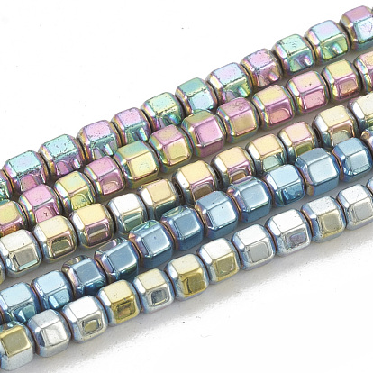 Electroplate Non-magnetic Synthetic Hematite Beads Strands, Hexagonal Prisms