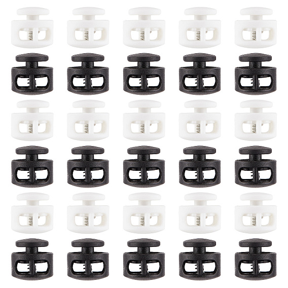 40шт 2 цвета пластиковые пружинные шнуры замки, с железной фурнитурой