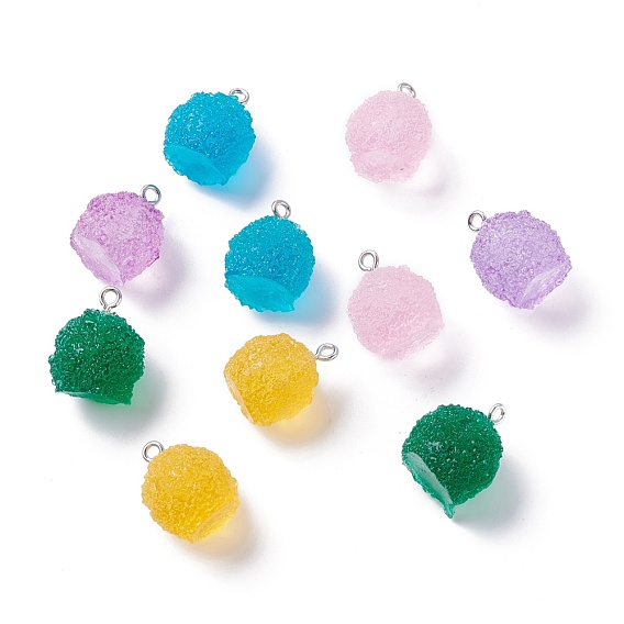 Resin Pendants, with Platinum Iron Peg Bail, Candy