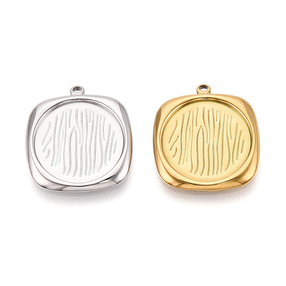 304 Настройки кабошон из нержавеющей стали кулон, ионное покрытие (ip), квадратный