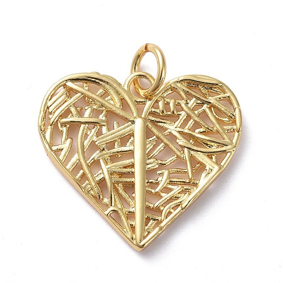 Латунные филигранные подвески, долговечный, реальный 18 k позолоченный, сердце