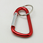 Aluminum Carabiner Keyring, with Iron Clasps, Oval, 57x30.5mm
